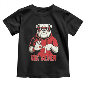 Six Seven Bulldog Meme Toddler T Shirt Funny 67 Mascot Signs Internet Brainrot Lover TS02 Black Print Your Wear