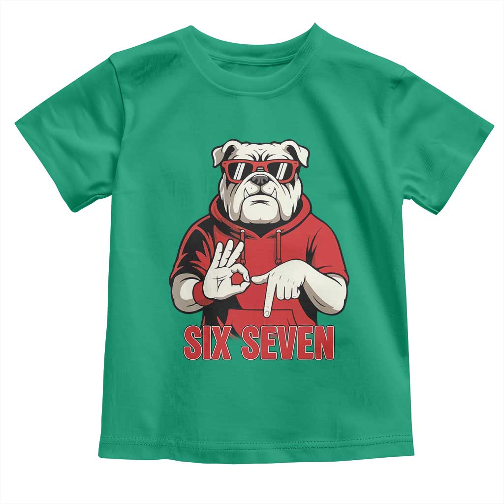 Six Seven Bulldog Meme Toddler T Shirt Funny 67 Mascot Signs Internet Brainrot Lover TS02 Irish Green Print Your Wear