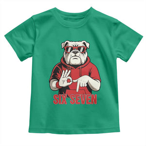 Six Seven Bulldog Meme Toddler T Shirt Funny 67 Mascot Signs Internet Brainrot Lover TS02 Irish Green Print Your Wear