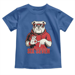 Six Seven Bulldog Meme Toddler T Shirt Funny 67 Mascot Signs Internet Brainrot Lover TS02 Royal Blue Print Your Wear