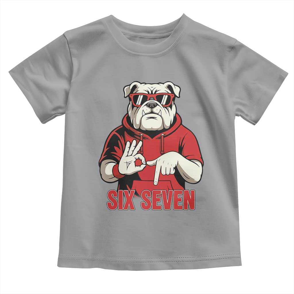 Six Seven Bulldog Meme Toddler T Shirt Funny 67 Mascot Signs Internet Brainrot Lover TS02 Sport Gray Print Your Wear
