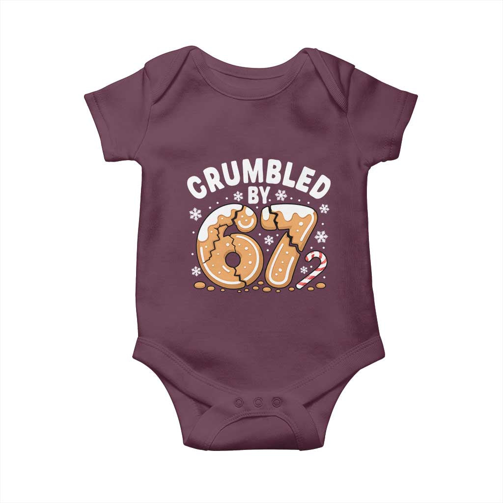Crumbled by 67 Baby Onesie Funny Gingerbread Christmas Meme Cookie Chaos TS02 Maroon Print Your Wear