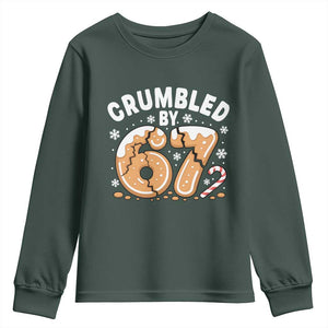 Crumbled by 67 Youth Sweatshirt Funny Gingerbread Christmas Meme Cookie Chaos TS02 Dark Forest Green Print Your Wear