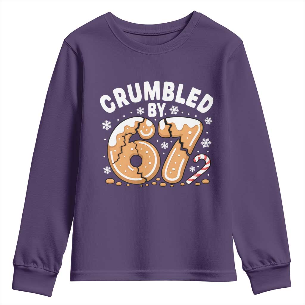 Crumbled by 67 Youth Sweatshirt Funny Gingerbread Christmas Meme Cookie Chaos TS02 Purple Print Your Wear