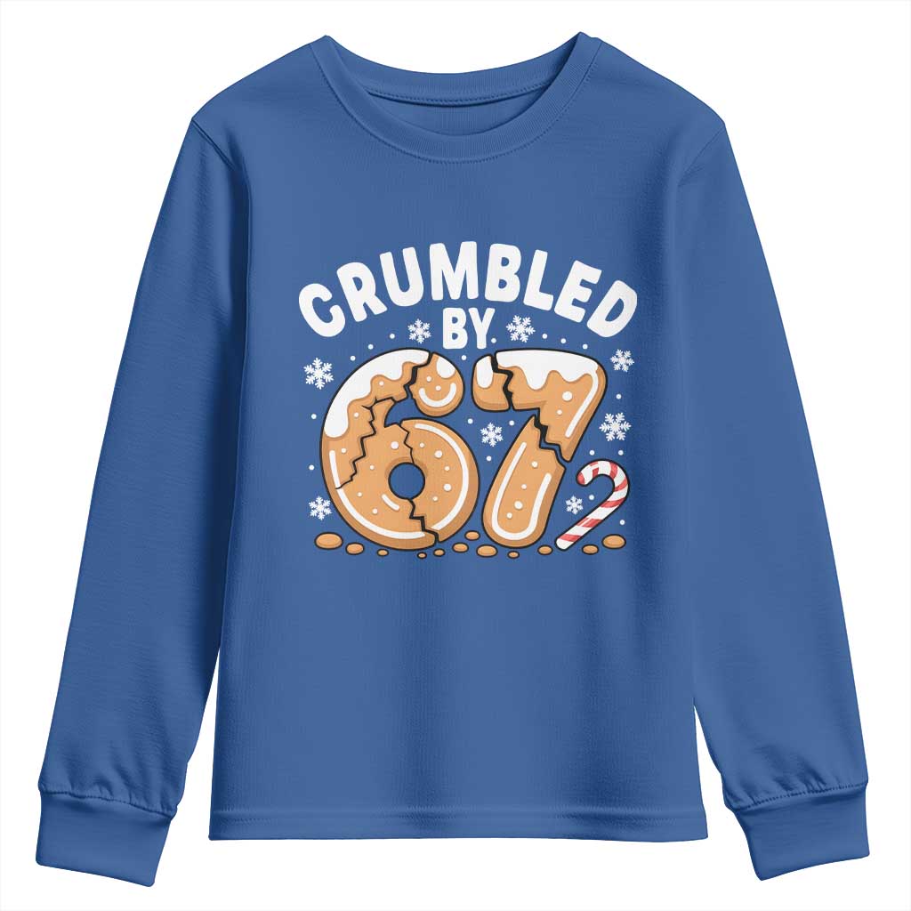 Crumbled by 67 Youth Sweatshirt Funny Gingerbread Christmas Meme Cookie Chaos TS02 Royal Blue Print Your Wear