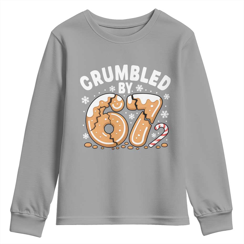 Crumbled by 67 Youth Sweatshirt Funny Gingerbread Christmas Meme Cookie Chaos TS02 Sport Gray Print Your Wear