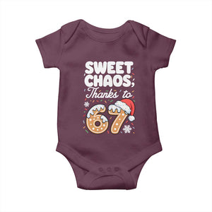 Sweet Chaos Thanks to 67 Baby Onesie Funny Christmas Cookie Meme with Sprinkles TS02 Maroon Print Your Wear