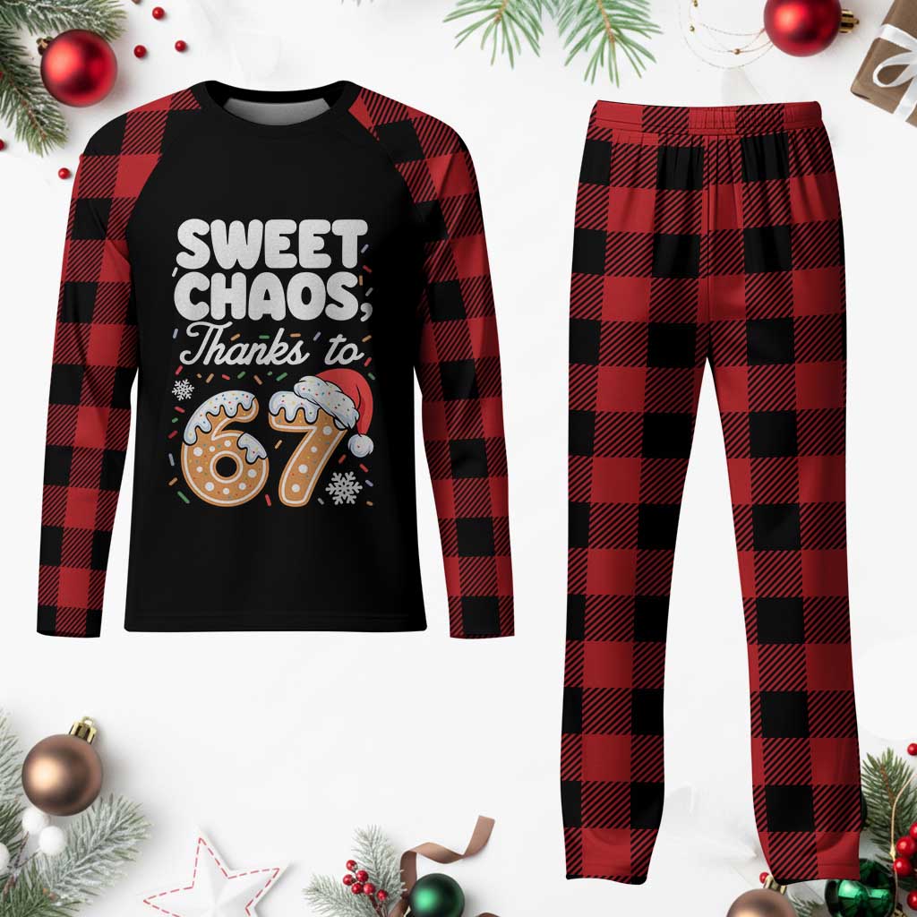 Sweet Chaos Thanks to 67 Plaid Pajama Set Funny Christmas Cookie Meme with Sprinkles TS02 Buffalo Plaid Print Your Wear