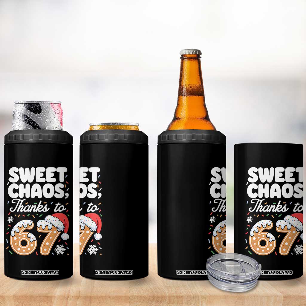 Sweet Chaos Thanks to 67 4 in 1 Can Cooler Tumbler Funny Christmas Cookie Meme with Sprinkles TS02 Print Your Wear
