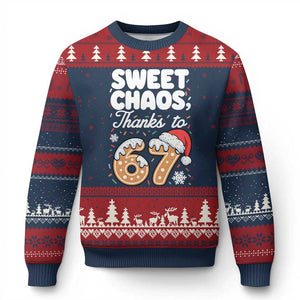 Sweet Chaos Thanks to 67 Ugly Christmas Sweater Funny Xmas Cookie Meme with Sprinkles TS02 Navy Red Print Your Wear