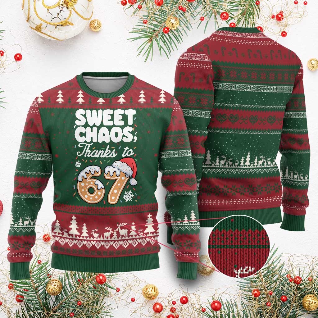 Sweet Chaos Thanks to 67 Ugly Christmas Sweater Funny Xmas Cookie Meme with Sprinkles TS02 Red Green Print Your Wear