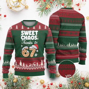 Sweet Chaos Thanks to 67 Ugly Christmas Sweater Funny Xmas Cookie Meme with Sprinkles TS02 Red Green Print Your Wear