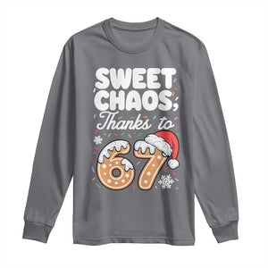Sweet Chaos Thanks to 67 Long Sleeve Shirt Funny Christmas Cookie Meme with Sprinkles TS02 Charcoal Print Your Wear