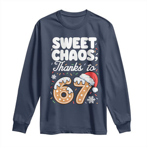 Sweet Chaos Thanks to 67 Long Sleeve Shirt Funny Christmas Cookie Meme with Sprinkles TS02 Navy Print Your Wear