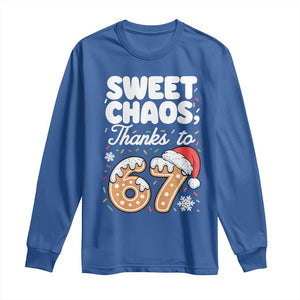 Sweet Chaos Thanks to 67 Long Sleeve Shirt Funny Christmas Cookie Meme with Sprinkles TS02 Royal Blue Print Your Wear