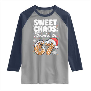 Sweet Chaos Thanks to 67 Raglan Shirt Funny Christmas Cookie Meme with Sprinkles TS02 Sport Gray Navy Print Your Wear