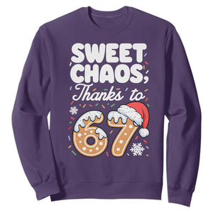 Sweet Chaos Thanks to 67 Sweatshirt Funny Christmas Cookie Meme with Sprinkles TS02 Purple Print Your Wear