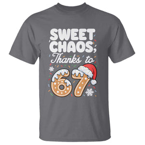 Sweet Chaos Thanks to 67 T Shirt Funny Christmas Cookie Meme with Sprinkles TS02 Charcoal Print Your Wear