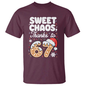 Sweet Chaos Thanks to 67 T Shirt Funny Christmas Cookie Meme with Sprinkles TS02 Maroon Print Your Wear