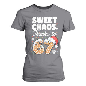 Sweet Chaos Thanks to 67 T Shirt For Women Funny Christmas Cookie Meme with Sprinkles TS02 Charcoal Print Your Wear