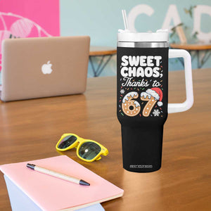 Sweet Chaos Thanks to 67 Tumbler With Handle Funny Christmas Cookie Meme with Sprinkles TS02 Print Your Wear