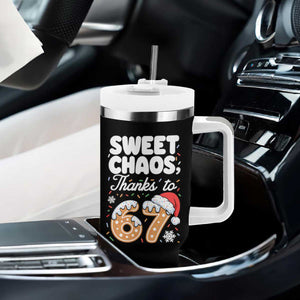 Sweet Chaos Thanks to 67 Tumbler With Handle Funny Christmas Cookie Meme with Sprinkles TS02 Print Your Wear
