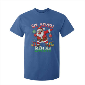 Six Seven Bruh Christmas T Shirt For Kid Funny Dabbing Santa 67 Meme Holiday Gag Gift TS02 Royal Blue Print Your Wear