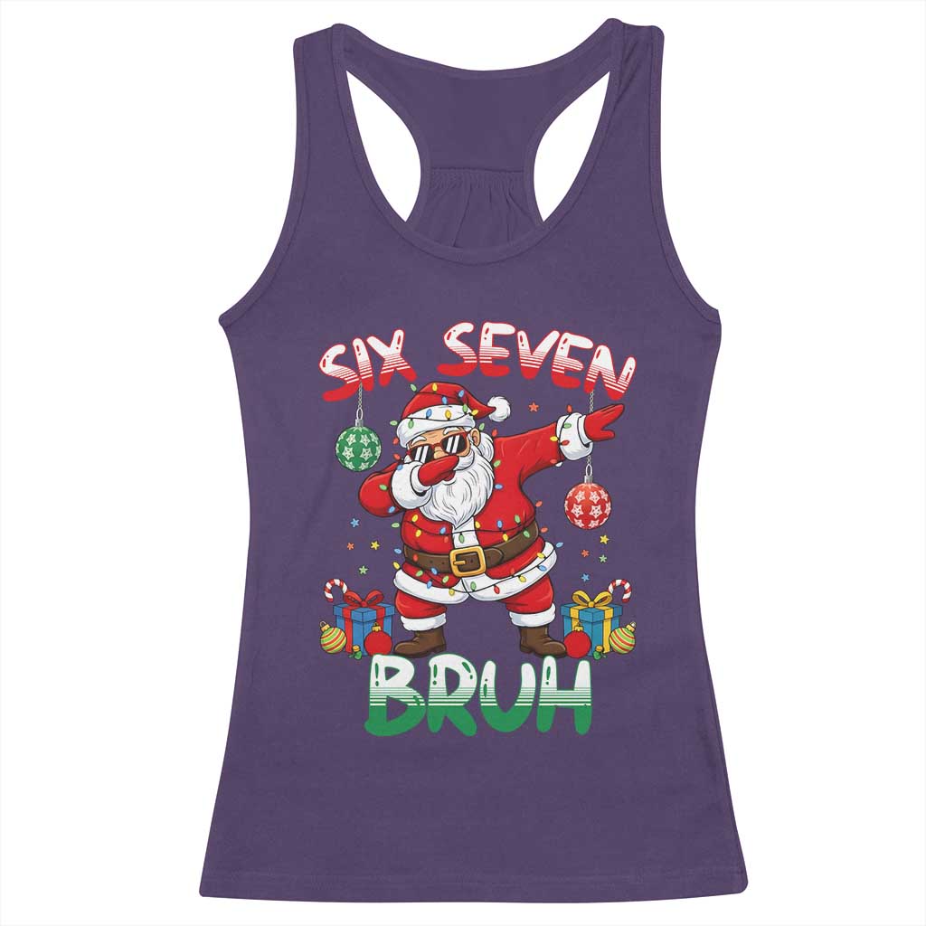 Six Seven Bruh Christmas Racerback Tank Top Funny Dabbing Santa 67 Meme Holiday Gag Gift TS02 Purple Print Your Wear