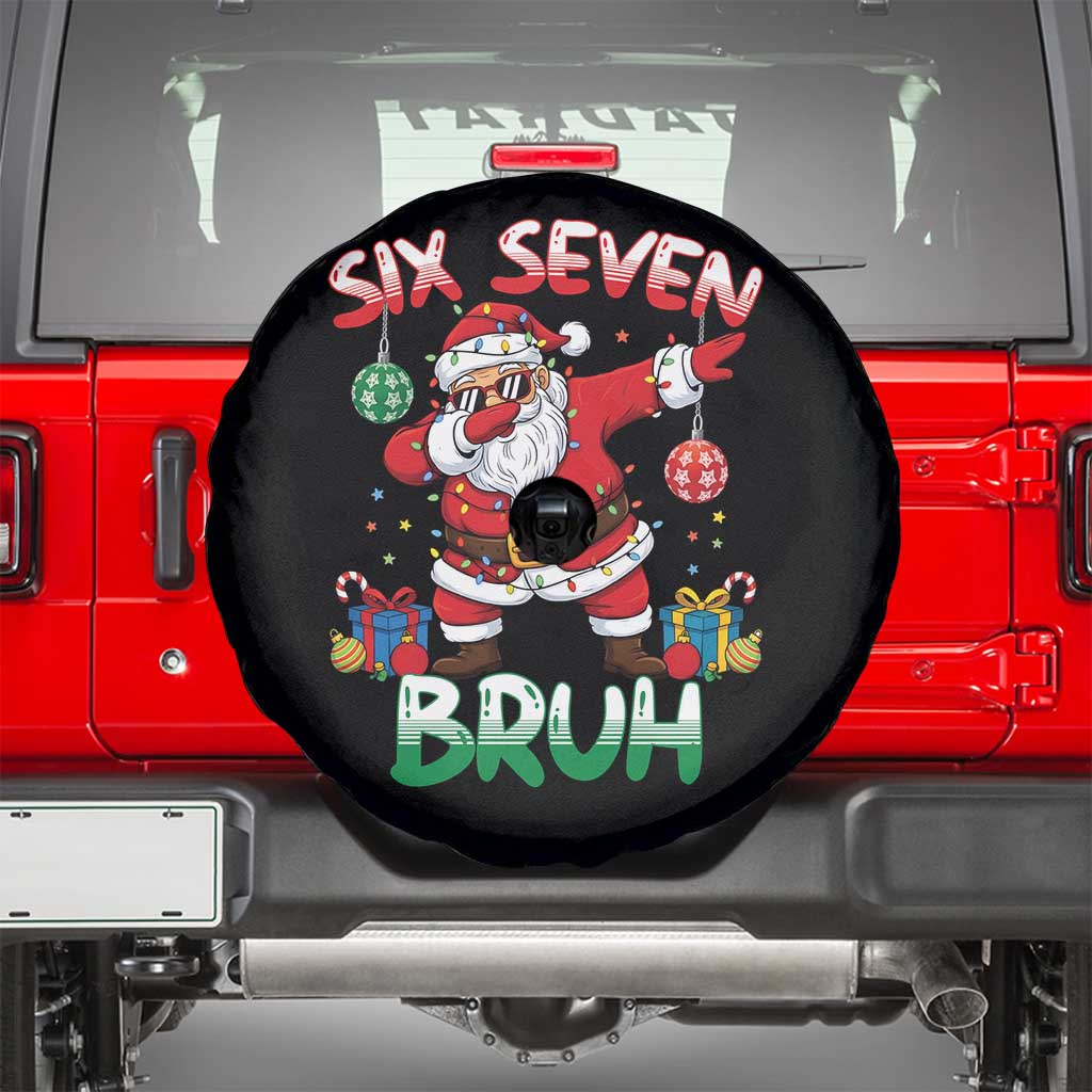 Six Seven Bruh Christmas Spare Tire Cover Funny Dabbing Santa 67 Meme Holiday Gag Gift TS02 Black Print Your Wear