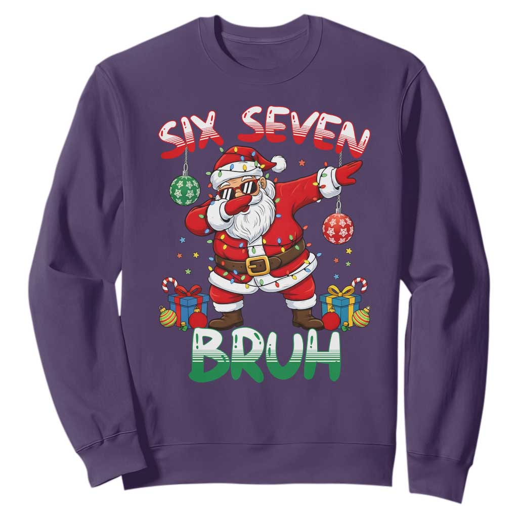 Six Seven Bruh Christmas Sweatshirt Funny Dabbing Santa 67 Meme Holiday Gag Gift TS02 Purple Print Your Wear