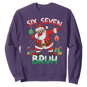 Six Seven Bruh Christmas Sweatshirt Funny Dabbing Santa 67 Meme Holiday Gag Gift TS02 Purple Print Your Wear