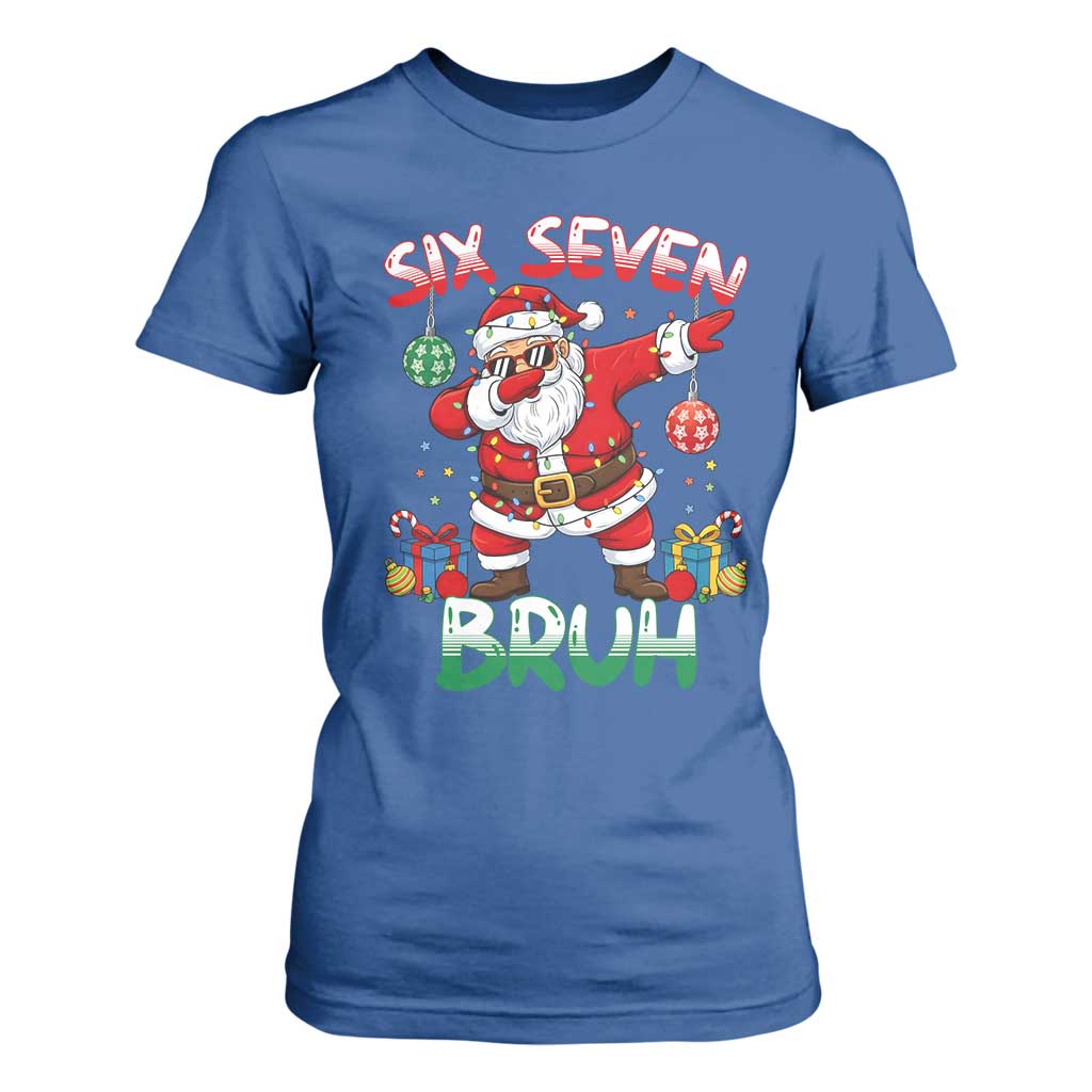 Six Seven Bruh Christmas T Shirt For Women Funny Dabbing Santa 67 Meme Holiday Gag Gift TS02 Royal Blue Print Your Wear