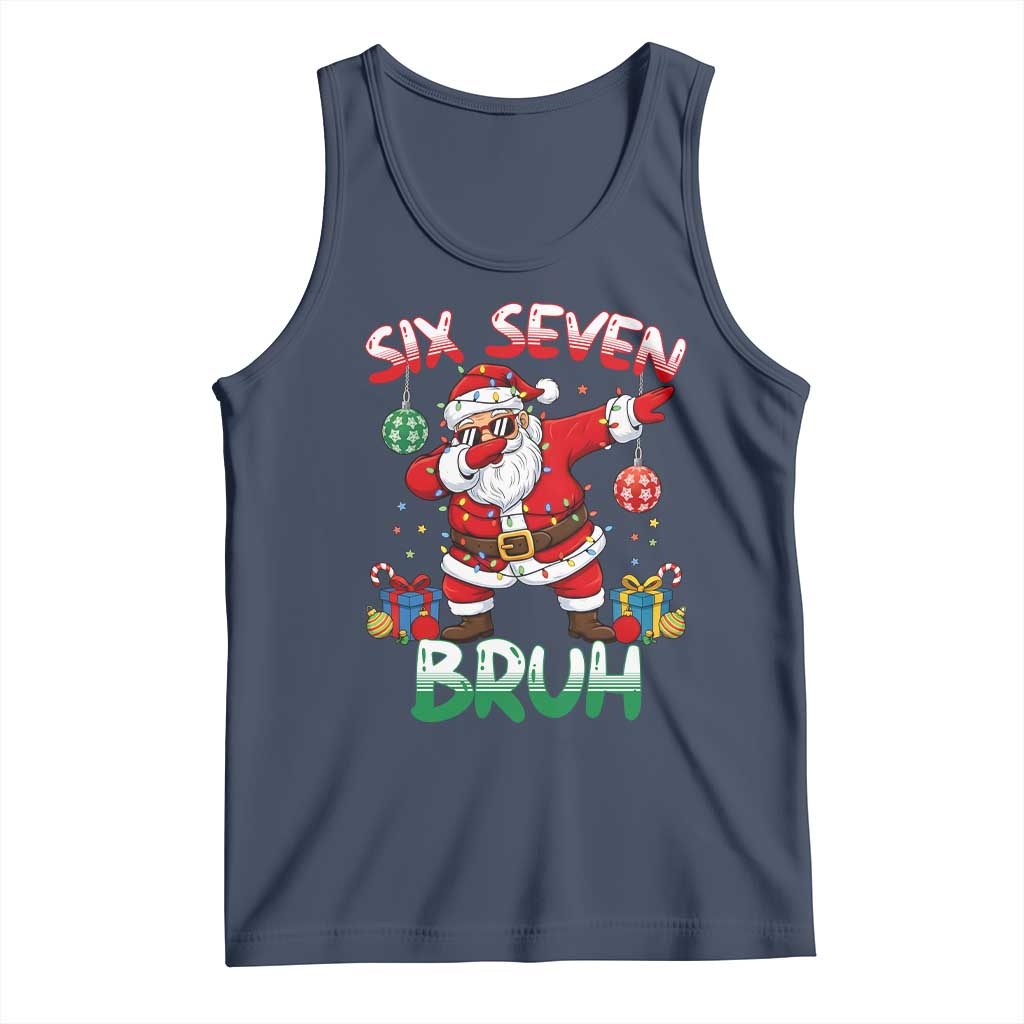 Six Seven Bruh Christmas Tank Top Funny Dabbing Santa 67 Meme Holiday Gag Gift TS02 Navy Print Your Wear