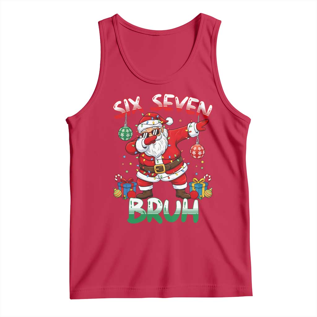 Six Seven Bruh Christmas Tank Top Funny Dabbing Santa 67 Meme Holiday Gag Gift TS02 Red Print Your Wear