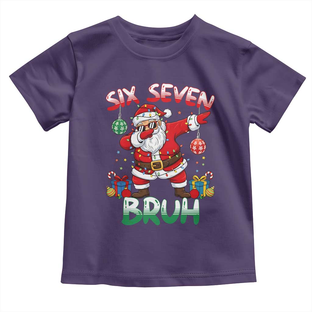 Six Seven Bruh Christmas Toddler T Shirt Funny Dabbing Santa 67 Meme Holiday Gag Gift TS02 Purple Print Your Wear