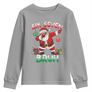 Six Seven Bruh Christmas Youth Sweatshirt Funny Dabbing Santa 67 Meme Holiday Gag Gift TS02 Sport Gray Print Your Wear