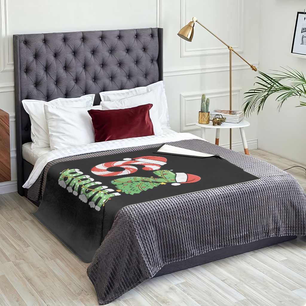 Funny 67 Bruh Christmas Throw Blanket Candy Cane and Xmas Tree Six Seven Meme Holiday Lights TS02 Print Your Wear