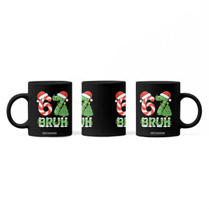 Funny 67 Bruh Christmas Coffee Mug Candy Cane and Xmas Tree Six Seven Meme Holiday Lights TS02 Print Your Wear