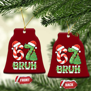Funny 67 Bruh Christmas Ceramic Ornament Candy Cane and Xmas Tree Six Seven Meme Holiday Lights TS02 Print Your Wear