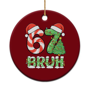 Funny 67 Bruh Christmas Ceramic Ornament Candy Cane and Xmas Tree Six Seven Meme Holiday Lights TS02 1pc Red Print Your Wear
