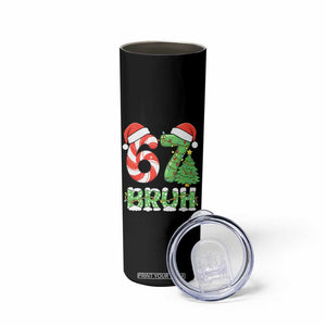 Funny 67 Bruh Christmas Skinny Tumbler Candy Cane and Xmas Tree Six Seven Meme Holiday Lights TS02 Print Your Wear