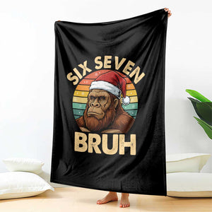 Six Seven Bruh Meme Christmas Bigfoot Throw Blanket 67 Sasquatch Santa Retro Holiday TS02 Print Your Wear