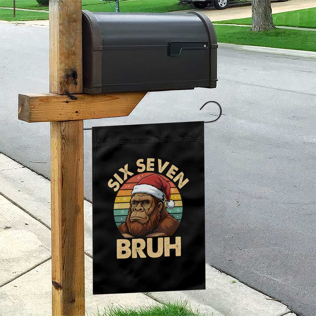 Six Seven Bruh Meme Christmas Bigfoot Garden Flag 67 Sasquatch Santa Retro Holiday TS02 Print Your Wear