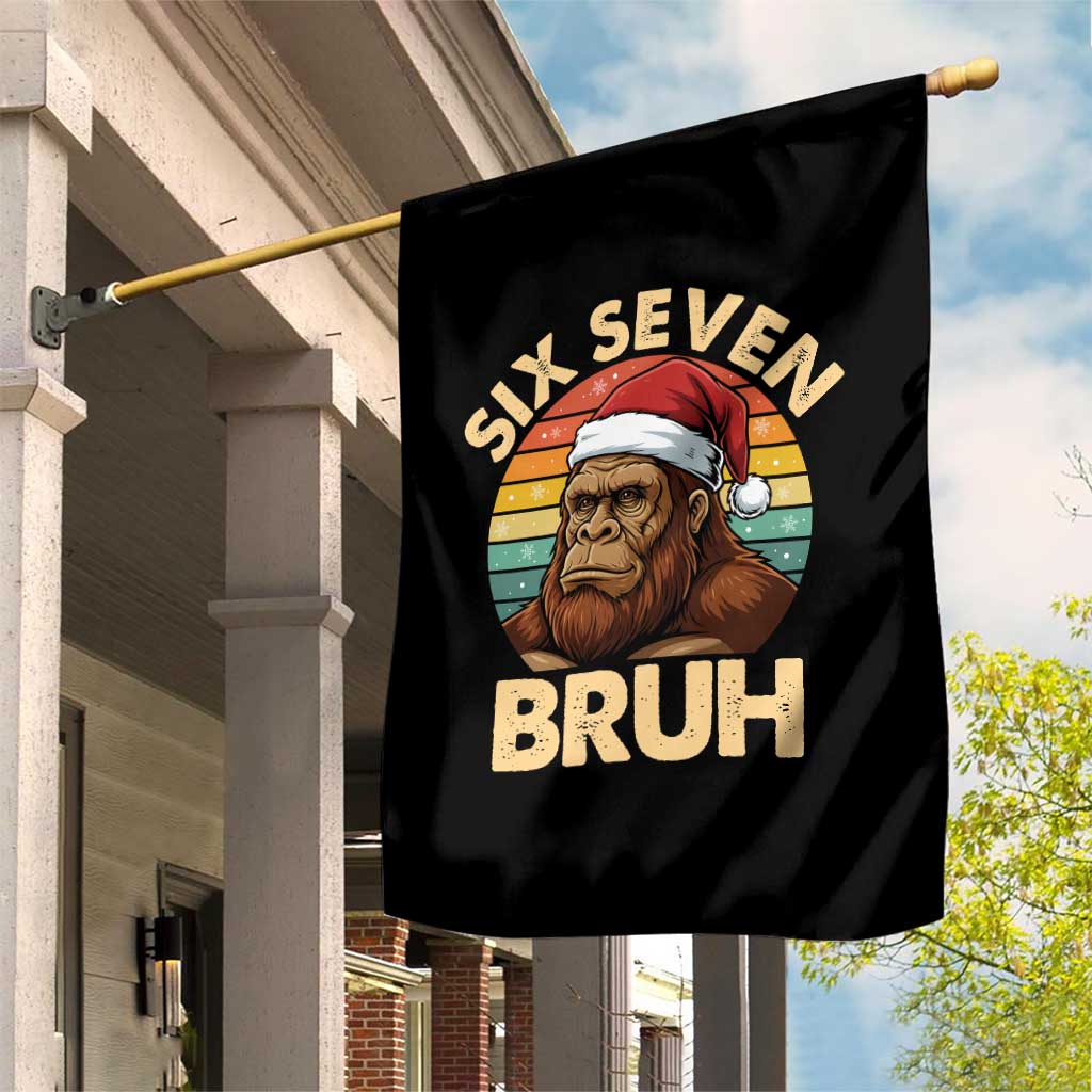 Six Seven Bruh Meme Christmas Bigfoot Garden Flag 67 Sasquatch Santa Retro Holiday TS02 Print Your Wear