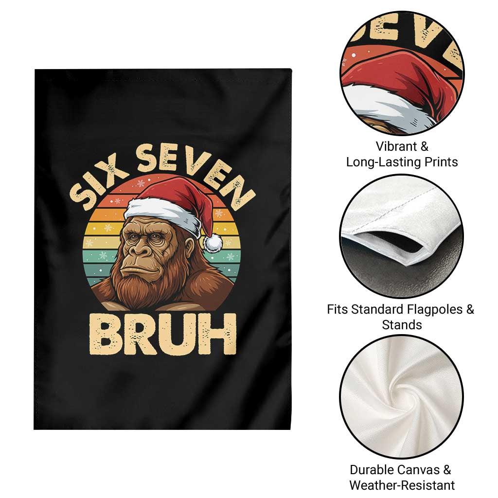 Six Seven Bruh Meme Christmas Bigfoot Garden Flag 67 Sasquatch Santa Retro Holiday TS02 Print Your Wear