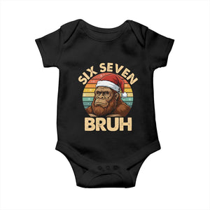 Six Seven Bruh Meme Christmas Bigfoot Baby Onesie 67 Sasquatch Santa Retro Holiday TS02 Black Print Your Wear