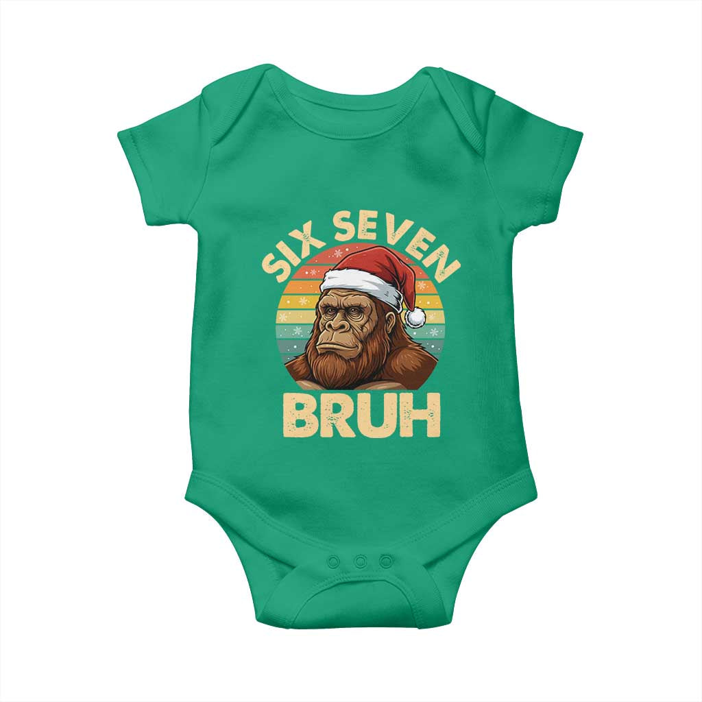 Six Seven Bruh Meme Christmas Bigfoot Baby Onesie 67 Sasquatch Santa Retro Holiday TS02 Irish Green Print Your Wear