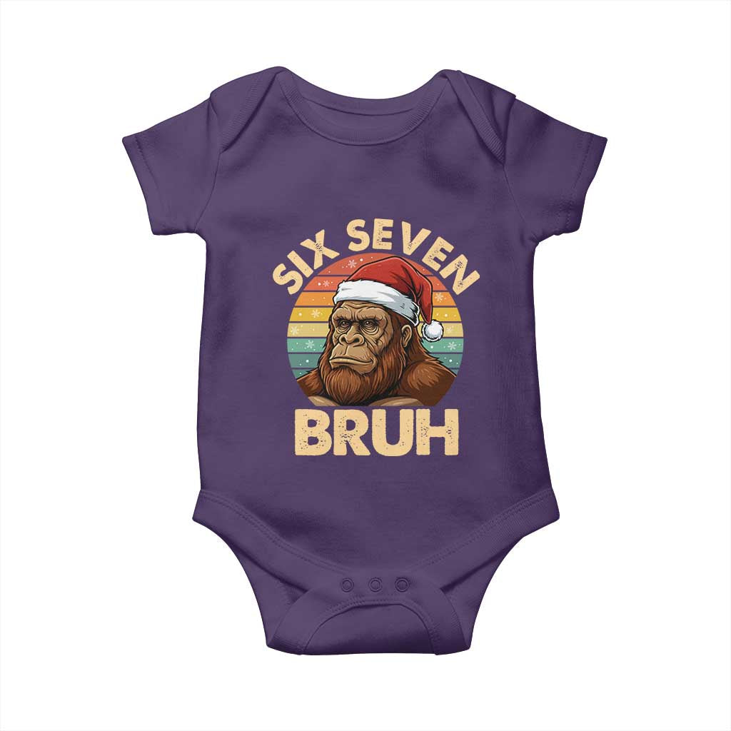 Six Seven Bruh Meme Christmas Bigfoot Baby Onesie 67 Sasquatch Santa Retro Holiday TS02 Purple Print Your Wear