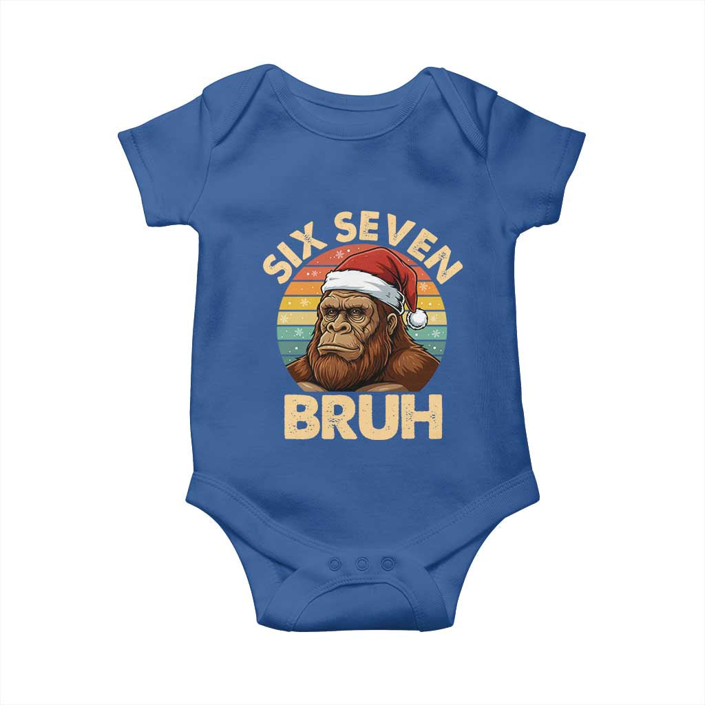 Six Seven Bruh Meme Christmas Bigfoot Baby Onesie 67 Sasquatch Santa Retro Holiday TS02 Royal Blue Print Your Wear