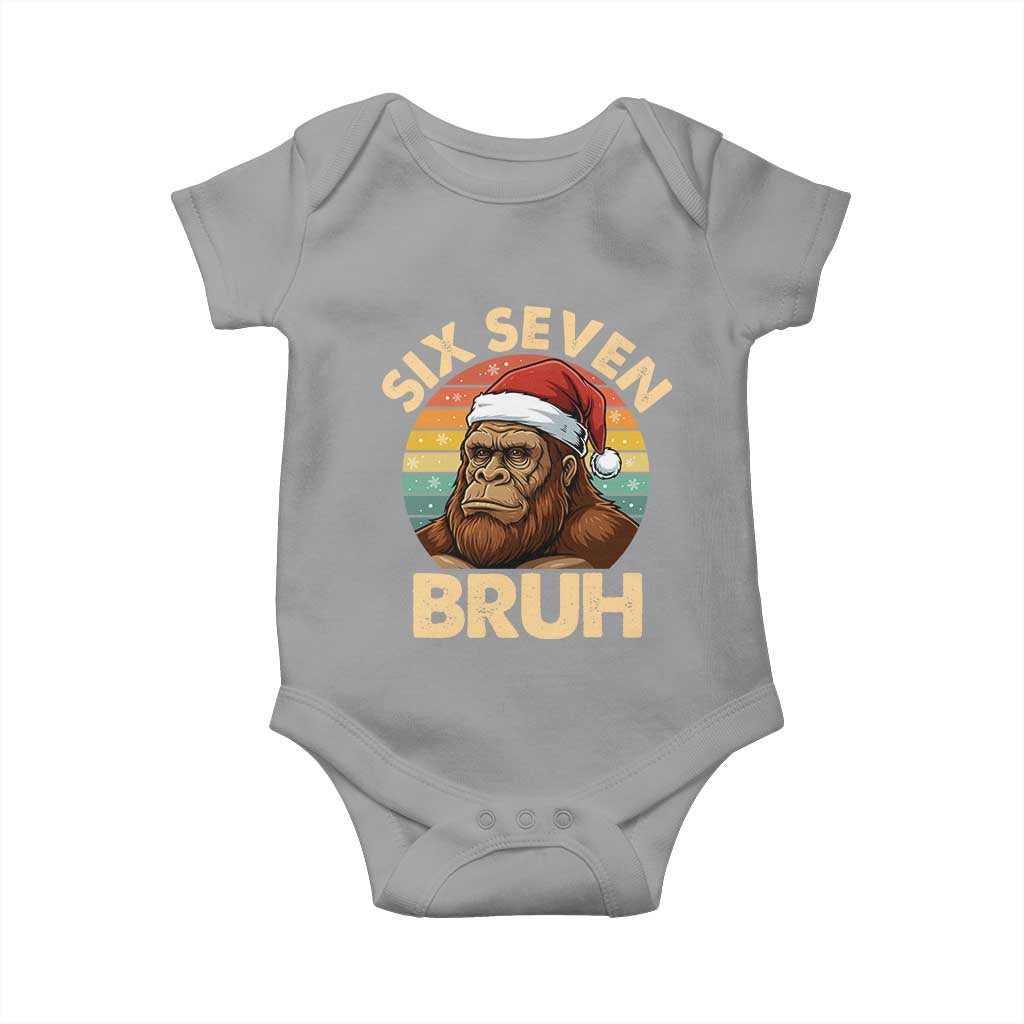 Six Seven Bruh Meme Christmas Bigfoot Baby Onesie 67 Sasquatch Santa Retro Holiday TS02 Sport Gray Print Your Wear